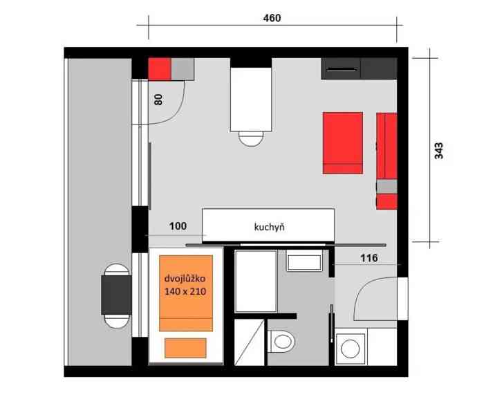 Pronájem bytu 1+kk 33 m² - foto 10