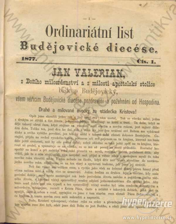 Ordinariátlní list Budějovické diecése 1875 - foto 1