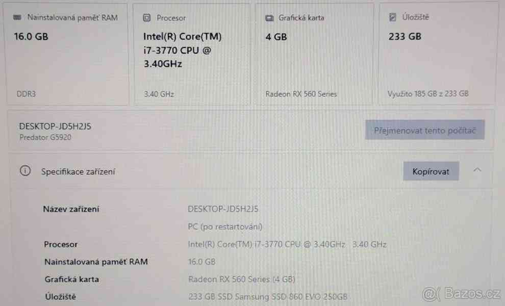 Herní PC i7 / RX 560 / 16 GB RAM / SSD / RGB - foto 7