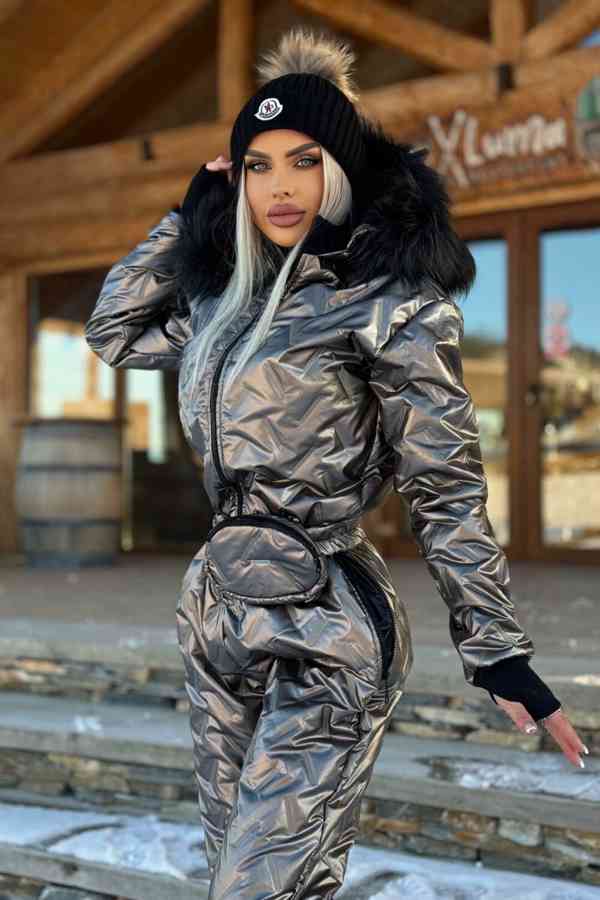 Moderny damsky zimny lyziarsky overal  s kožušinou/NOVY - foto 7