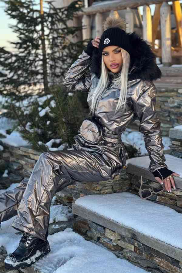 Moderny damsky zimny lyziarsky overal  s kožušinou/NOVY - foto 6