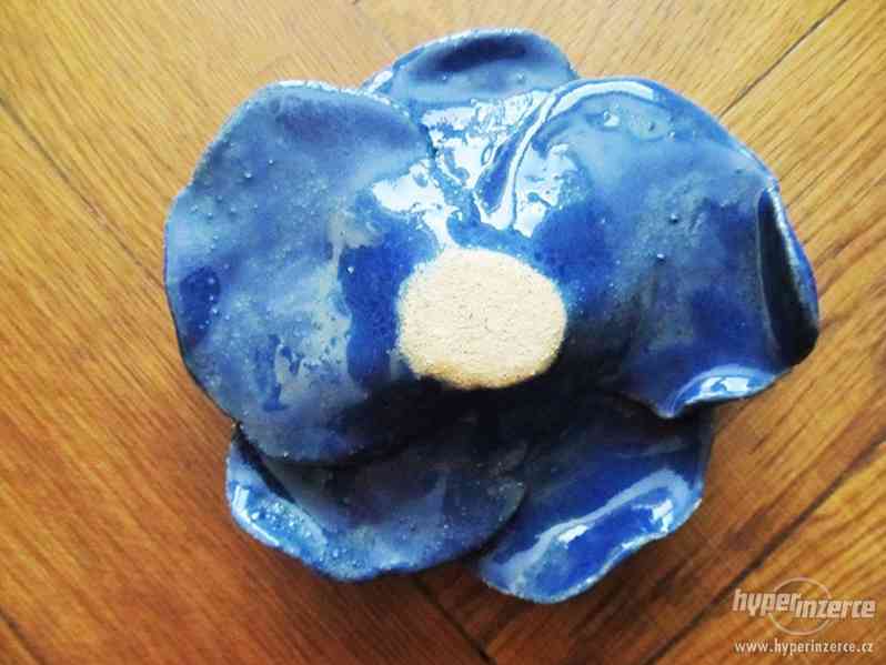 Keramická růže – modrá - foto 3