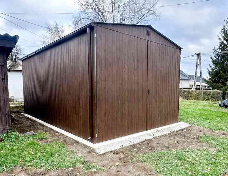 Plechova garáž 4x6m -  Dvoukřídlá vrata -  dveře TS1018 - foto 2