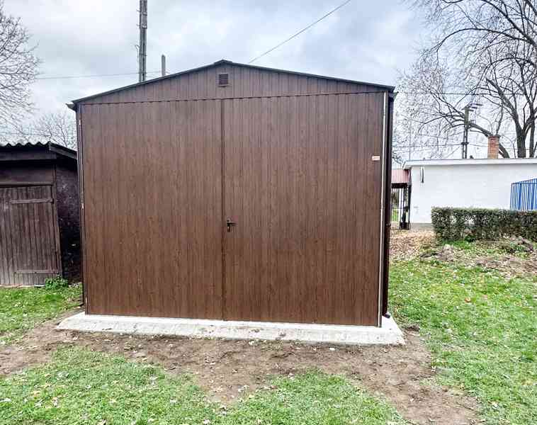 Plechova garáž 4x6m -  Dvoukřídlá vrata -  dveře TS1018 - foto 5