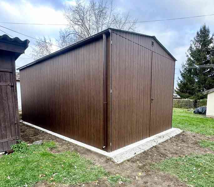 Plechova garáž 4x6m -  Dvoukřídlá vrata -  dveře TS1018 - foto 6