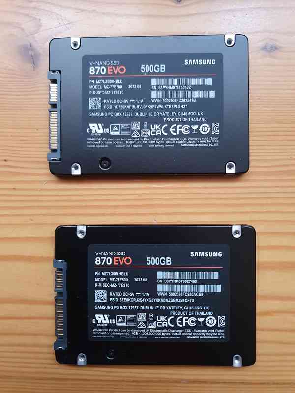 SSD disk Samsung EVO 870 SATA 500GB - 2ks, plně funkční