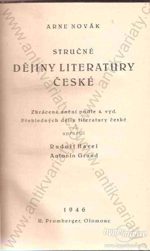 Stručné dějiny literatury české Arne Novák - foto 1