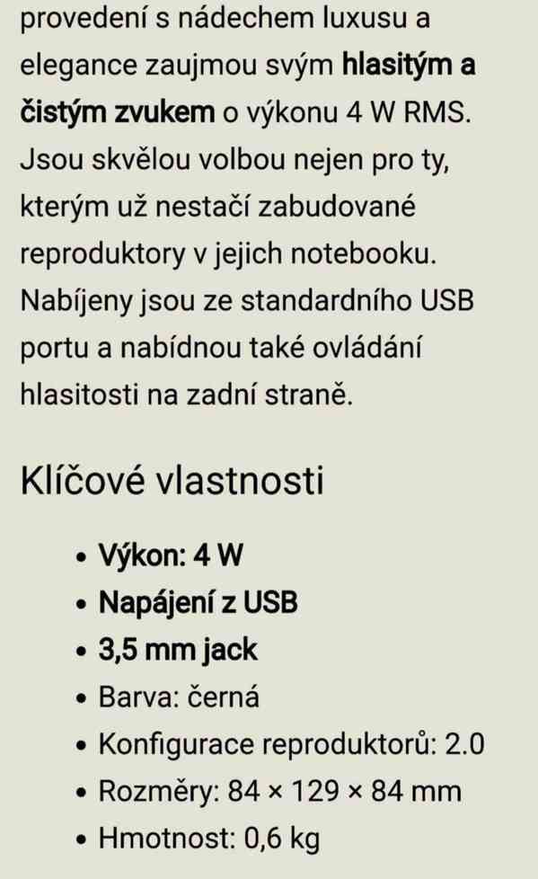 NOVÉ !! REPROBEDNY - C-TECH. Výkon: 4 W, napájení z USB - foto 3