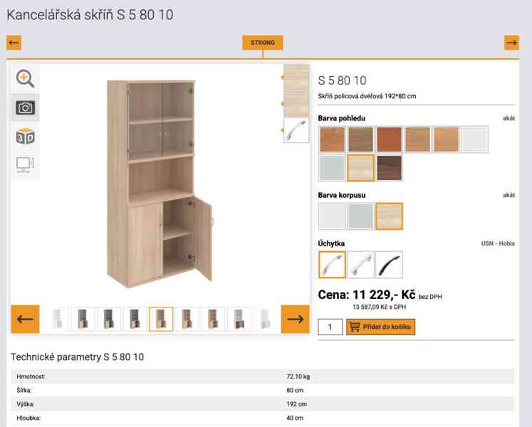 Výprodej kanceláře Skříň policová dvéřová proskleněná 4800Kč - foto 2