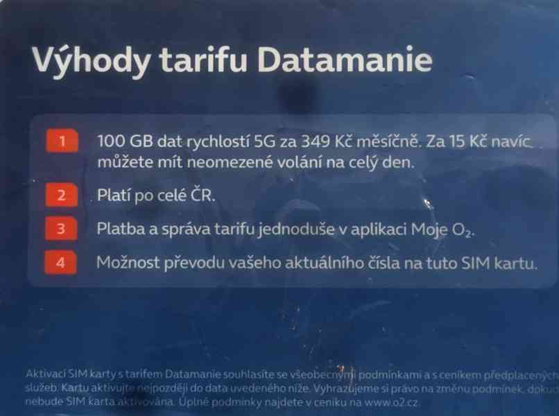5G SIM karty O2 DATAMANIA - Různé tarify/před nabité  - foto 6