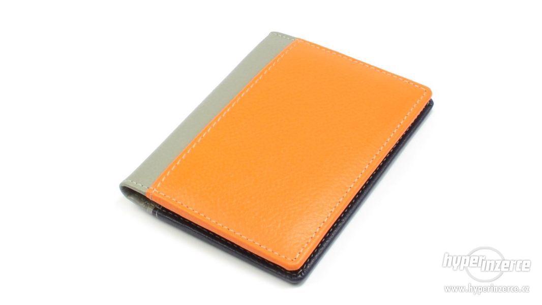 Kožené pouzdro na kreditní karty a vizitky oranžové - foto 2