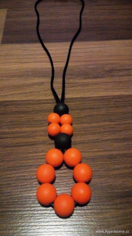 Silikonový náhrdelník - oranžová kytička - foto 2