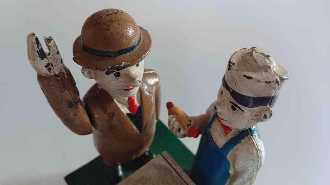 Ručně Malovaná Litinová Pokladnička-Hot Dog Bank,Nefunkční - foto 11