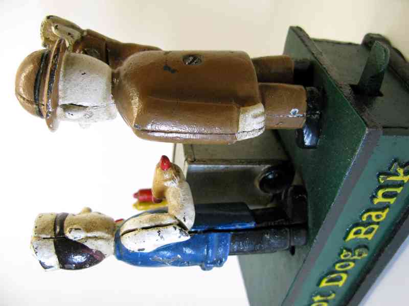 Ručně Malovaná Litinová Pokladnička-Hot Dog Bank,Nefunkční - foto 4