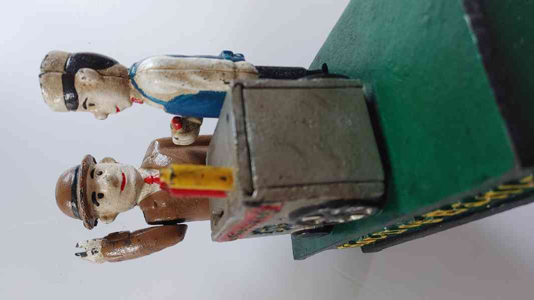 Ručně Malovaná Litinová Pokladnička-Hot Dog Bank,Nefunkční - foto 10