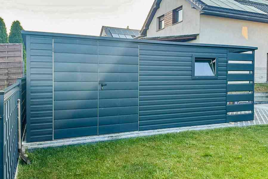  Zahradní domek 4,5x2m přístřešek 1m Dvoukřídlá vrata TS702 - foto 4