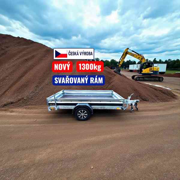 Přívěsný vozík brzděný 1300Kg, 3,0m x 1,5m, DPH - foto 1