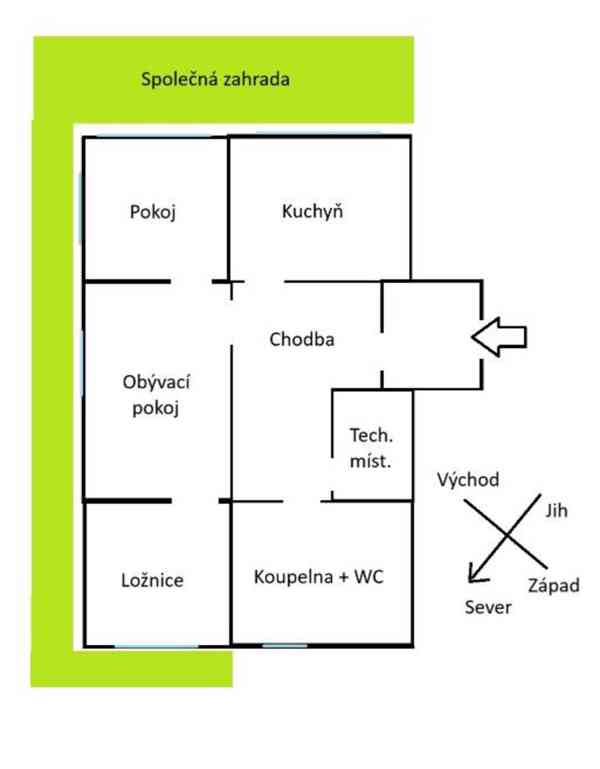 Pronájem 3+1, 67m2 (zahr., sklep) (Chrastava - Školní)  - foto 14