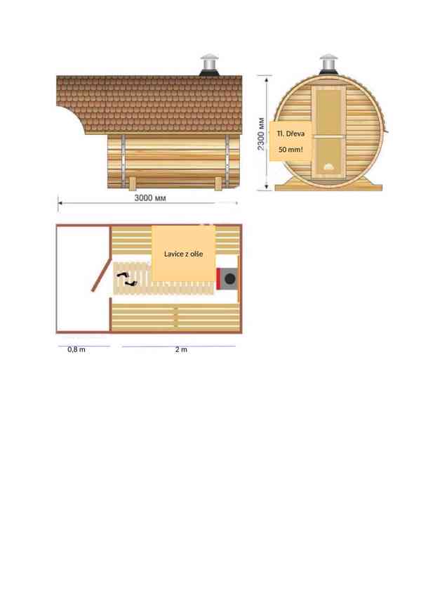 sudová sauna pro 1-6 osob, 3 m, kompletní, skladem - foto 5