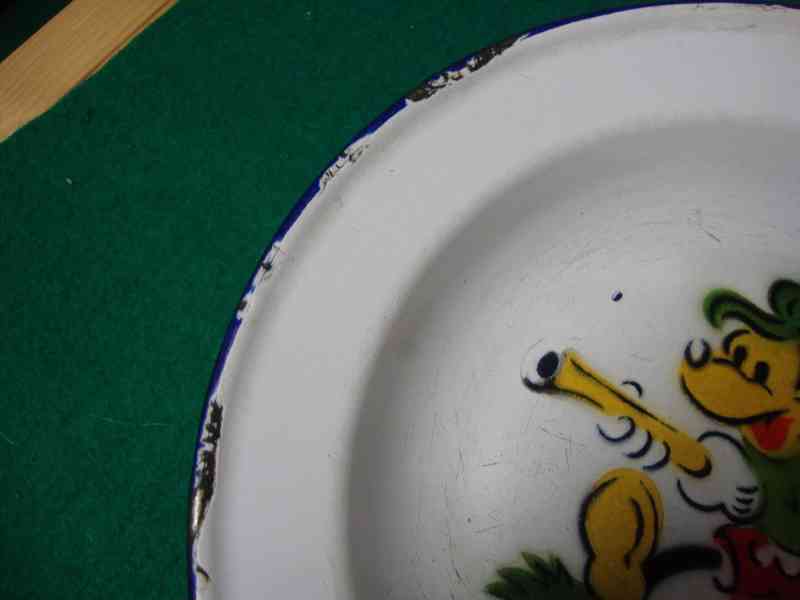 Retro plechový smalt dětský talíř 20 cm Mickey Mouse pěkný - foto 4