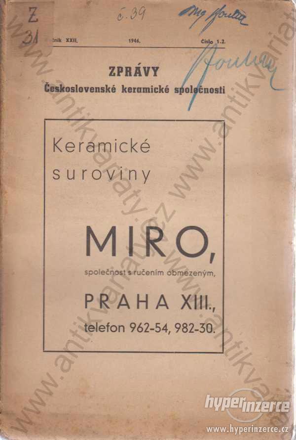 Zprávy Československé keramické společnosti  1946 - foto 1