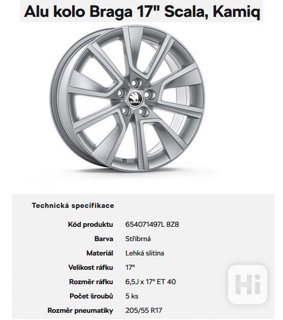 Alu kolo BRAGA 17" ŠKODA SCALA, KAMIQ Originál - foto 1