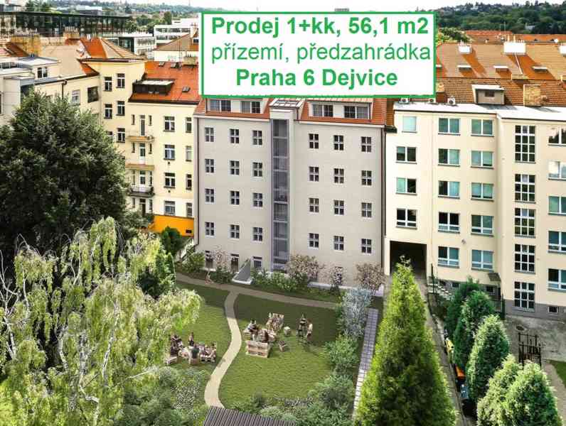 Prodej 1+kk, 56,1 m2, předzahrádka, přízemí, Praha 6 Dejvice - foto 1