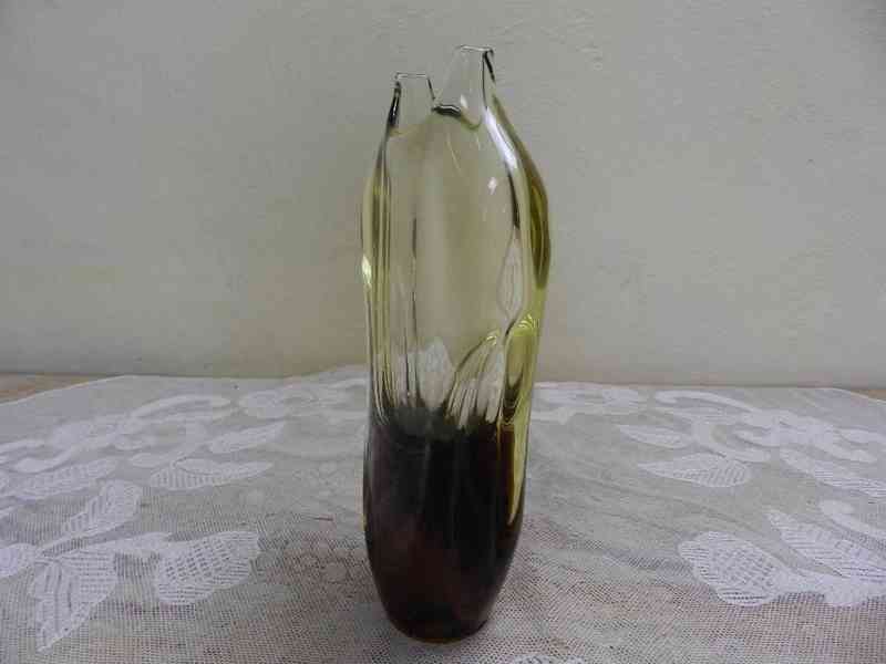 Autorská hnědo žlutá Váza z Hutního skla - foto 6