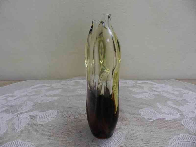Autorská hnědo žlutá Váza z Hutního skla - foto 4