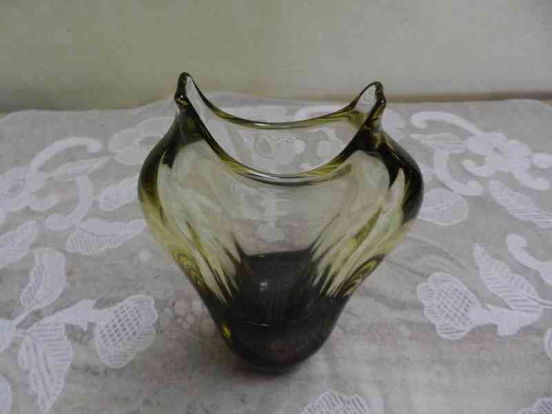 Autorská hnědo žlutá Váza z Hutního skla - foto 3