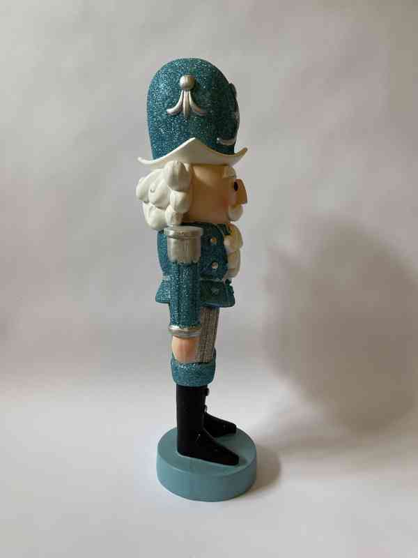Vánoční stříbrno modrý louskáček 46 cm - figura - foto 3