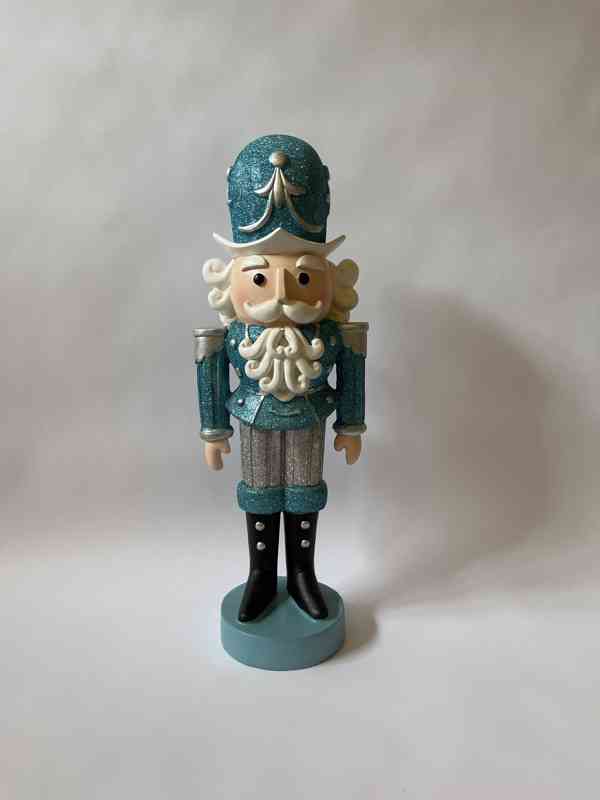 Vánoční stříbrno modrý louskáček 46 cm - figura - foto 1