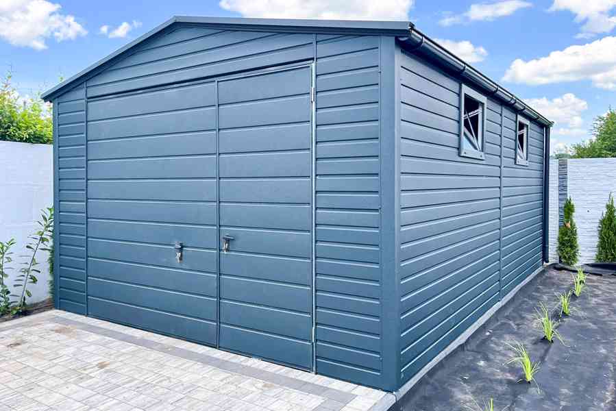 Plechova garáž 4x6m výklopná vrata -  dveře - 2x Okno TS766 - foto 3