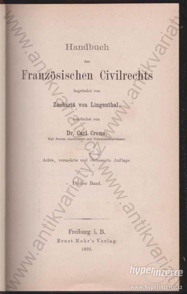 Handbuch des Französischen Civilrecht 1895 3. band - foto 1