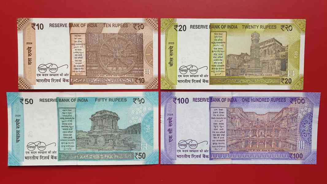 Bankovky INDIE 10,20,50 a 100 RUPIÍ 2023/24 UNC číslo #65 - foto 2