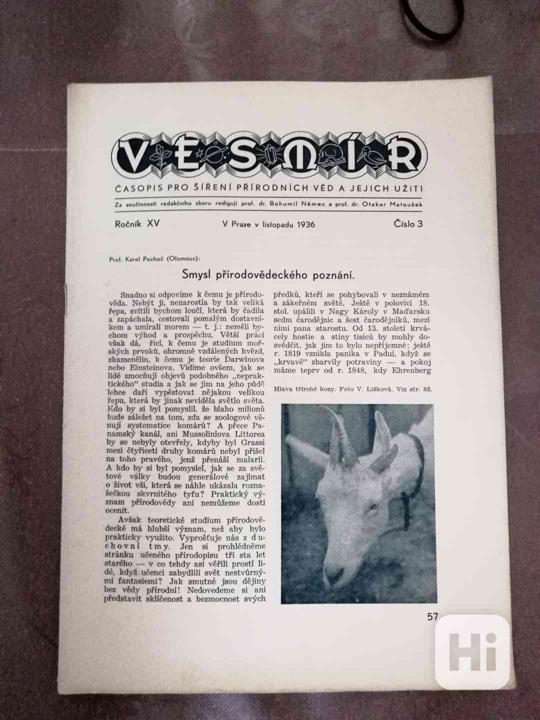 Prodám časopis VESMÍR, ročník XV., rok 1936, 1937 - foto 1