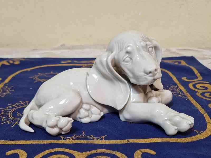 Porcelánová soška Sedící Pes Bohemia Allach Th. Karner - foto 5
