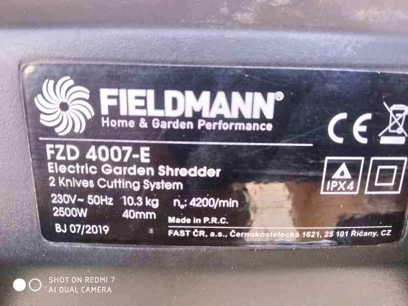 Prodám elektrický Zahradní drtič Fieldmann FZD 4007-E -2500  - foto 5