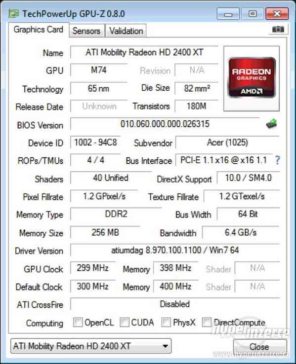 ATI Mobility Radeon HD 2400 XT MXM Acer - foto 3