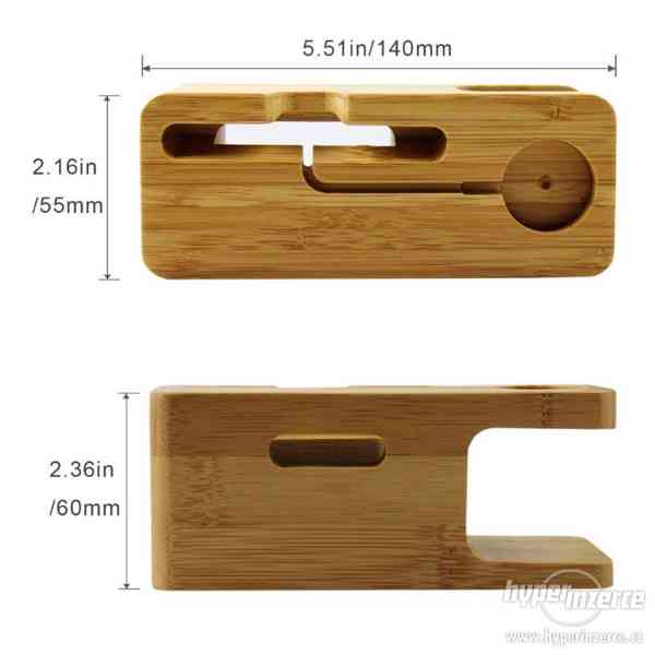 Dřevěný nabíjecí stojánek pro Apple Watch a iPhone - foto 2