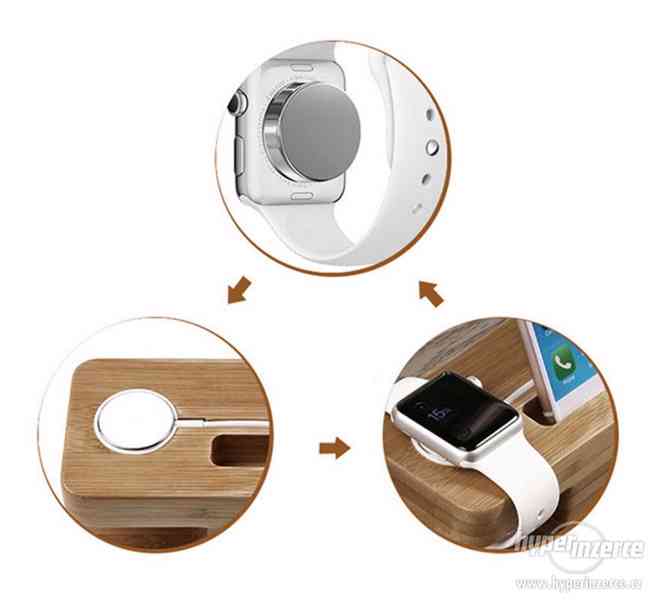 Dřevěný nabíjecí stojánek pro Apple Watch a iPhone - foto 4