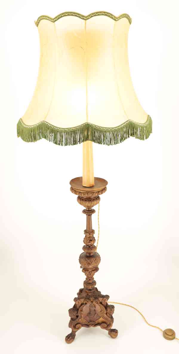 Starožitná stojací lampa s měchýřovým stínidlem - foto 2