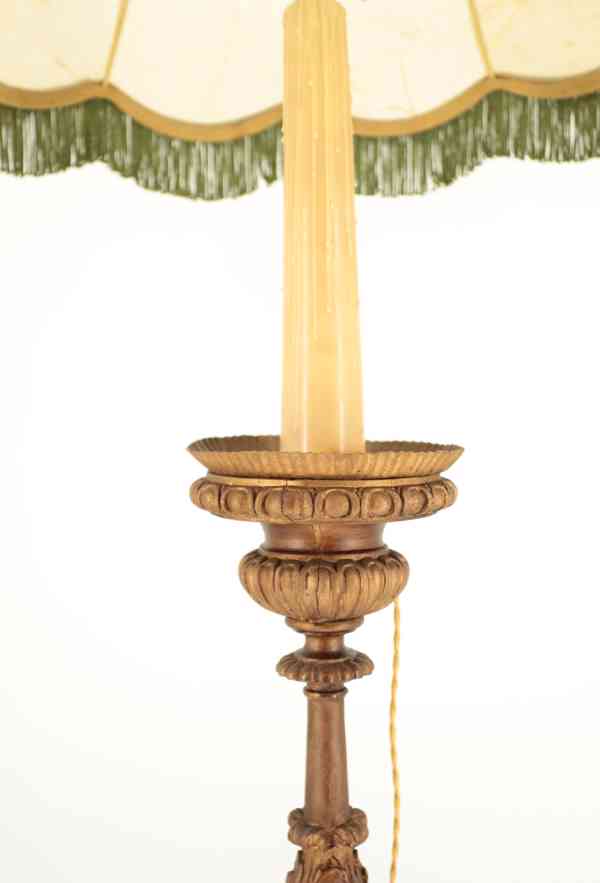 Starožitná stojací lampa s měchýřovým stínidlem - foto 11