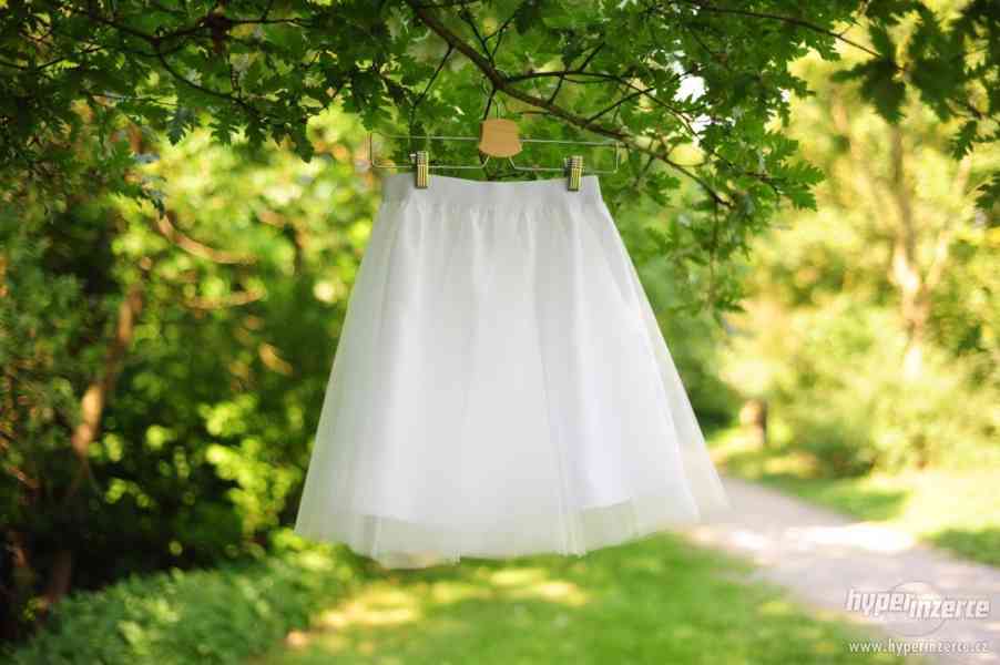 Tylová tutu sukně bílá - Ručně vyráběná v ČR - foto 1