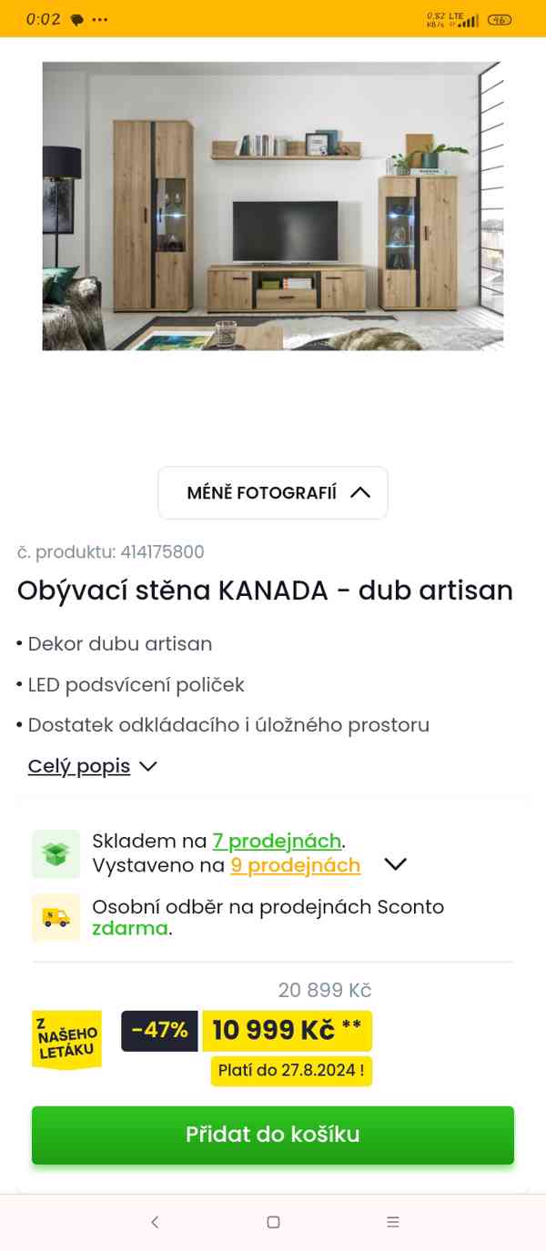 Obývací stěna s led osvětlením 