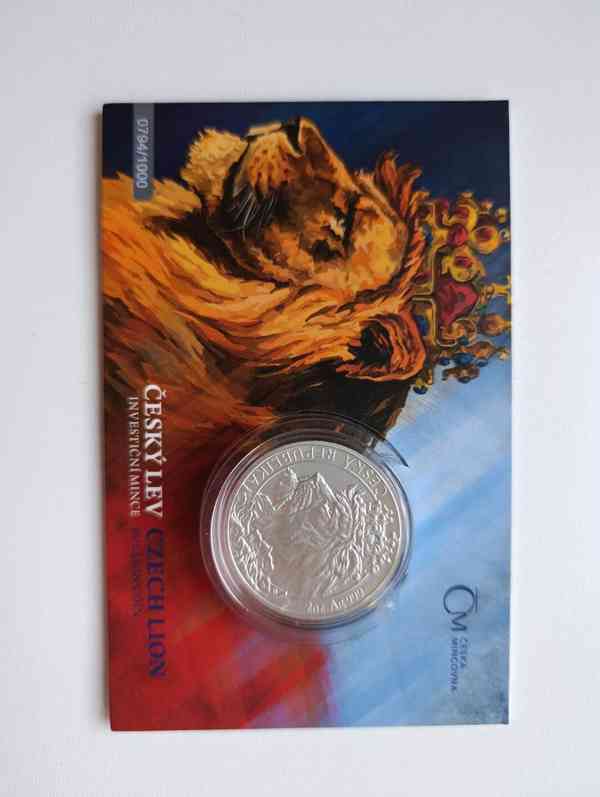 Český lev - stříbrná mince 2 oz (62,2 g) Ag 999  jen 1tis.ks - foto 3