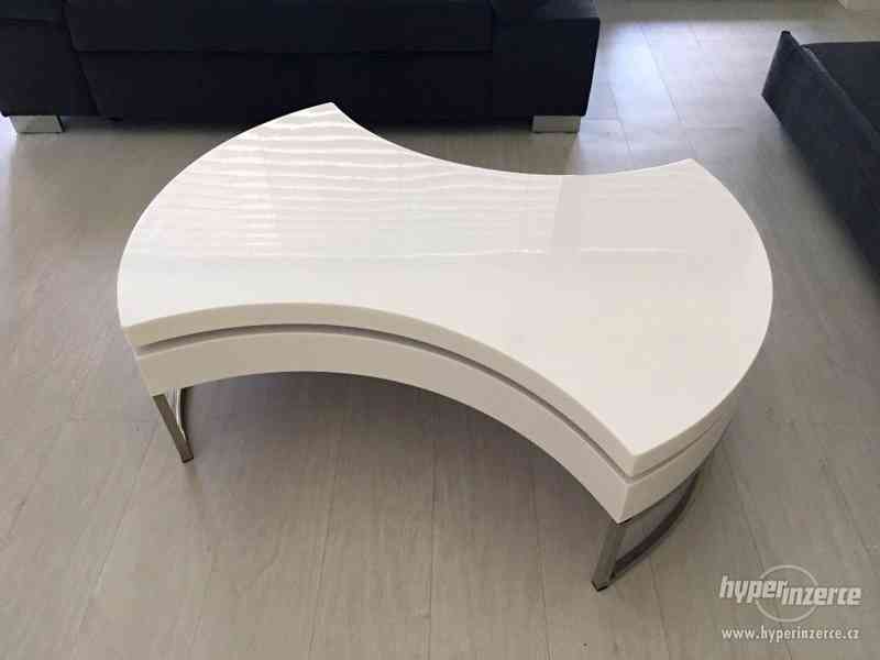 Konferenční stolek bílý lesk - foto 2