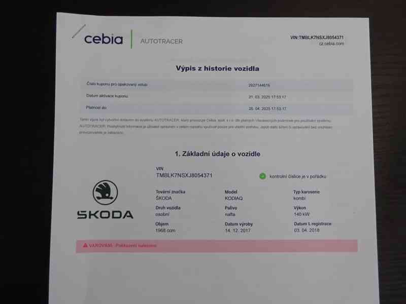 Škoda Kodiaq 2.0 TDI r.v.2018 (1.MAJITEL) 140 kw DPH - foto 24