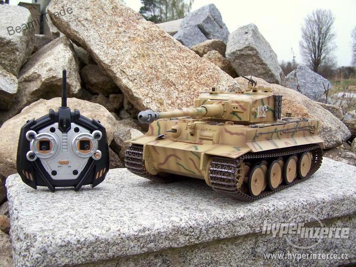 Nový RC model tank - Tiger I. písková kamufláž 2.4 GHz infra - foto 1