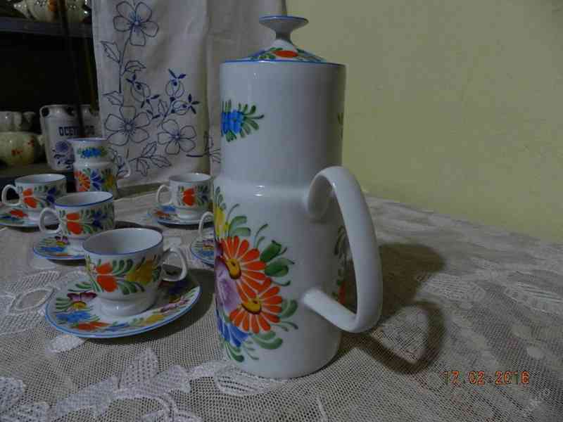 Krásný kávový malovaný servis pro 6 osob Chodsko - foto 7